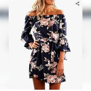 Off the Shoulder Short Floral Dress